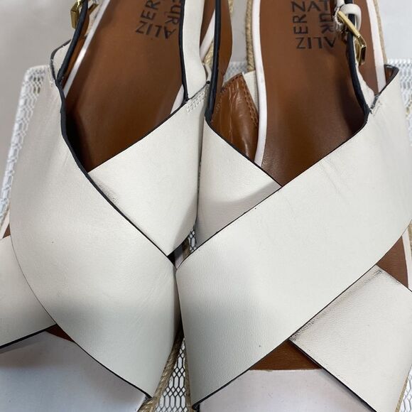 Naturalizer White  Slingback Espadrille Sandals A Cross-band Wedges size 12 Wide - Picture 11 of 14